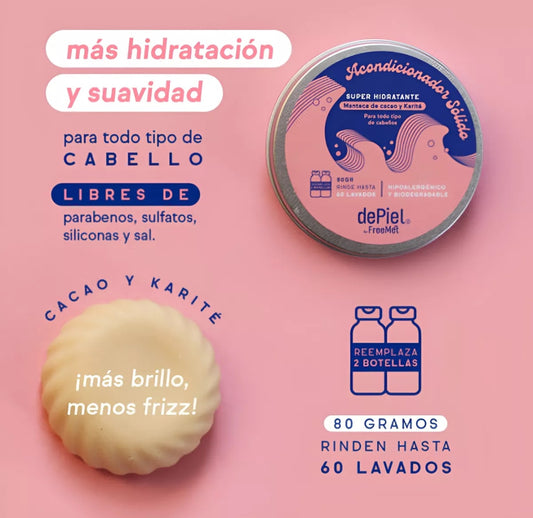 Acondicionador Solido 100% Natural 60g Freemet