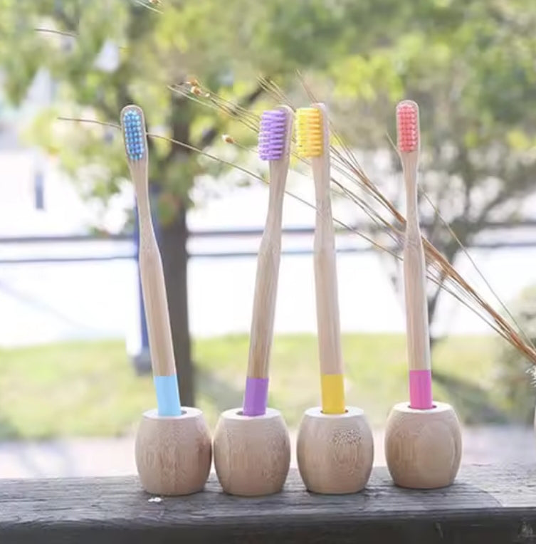 Soporte Cepillos Dentales Bambú