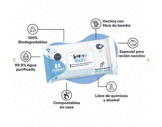 Toallitas Húmedas 99% Agua 80un