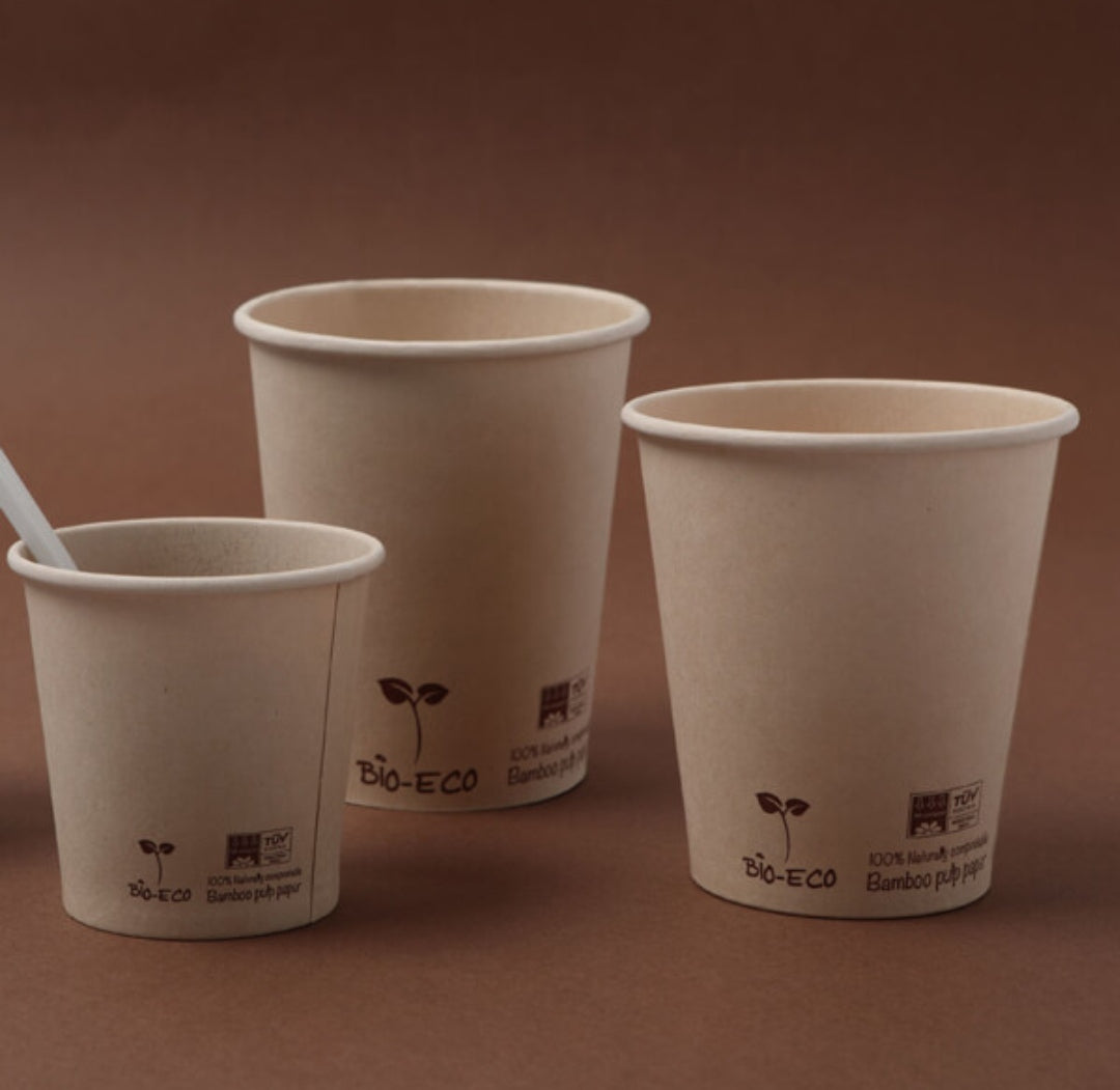 Vasos + Tapas para Café Compostables 8oz 10un