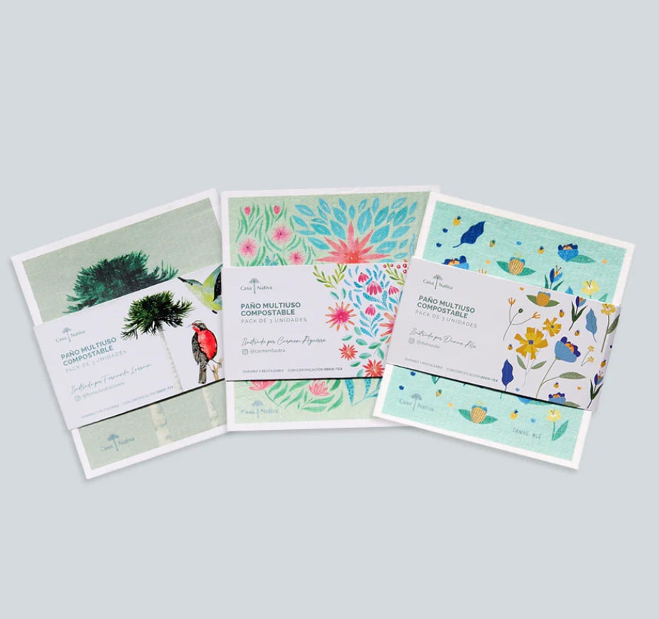 Paños Reutilizables Compostables 3un Casa Nativa