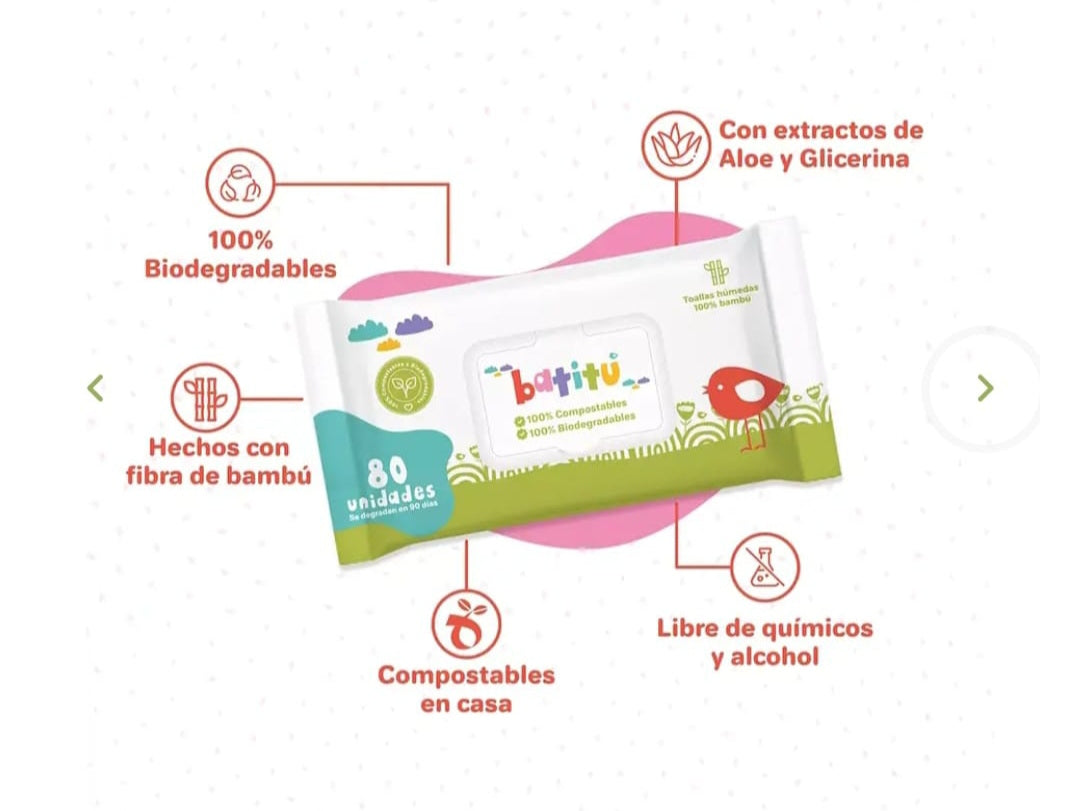 Toallitas Húmedas Biodegradable 80un