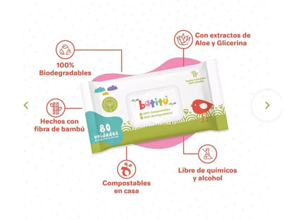 Toallitas Húmedas Biodegradable 80un