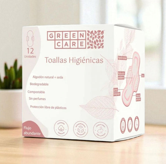 Toallas Higiénicas Diurnas Desechables y Compostables 12 unidades