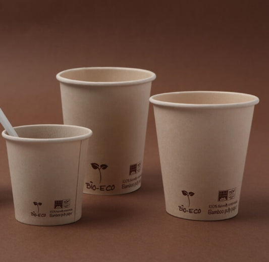 Vasos + Tapas para Café Compostables 8oz 10un