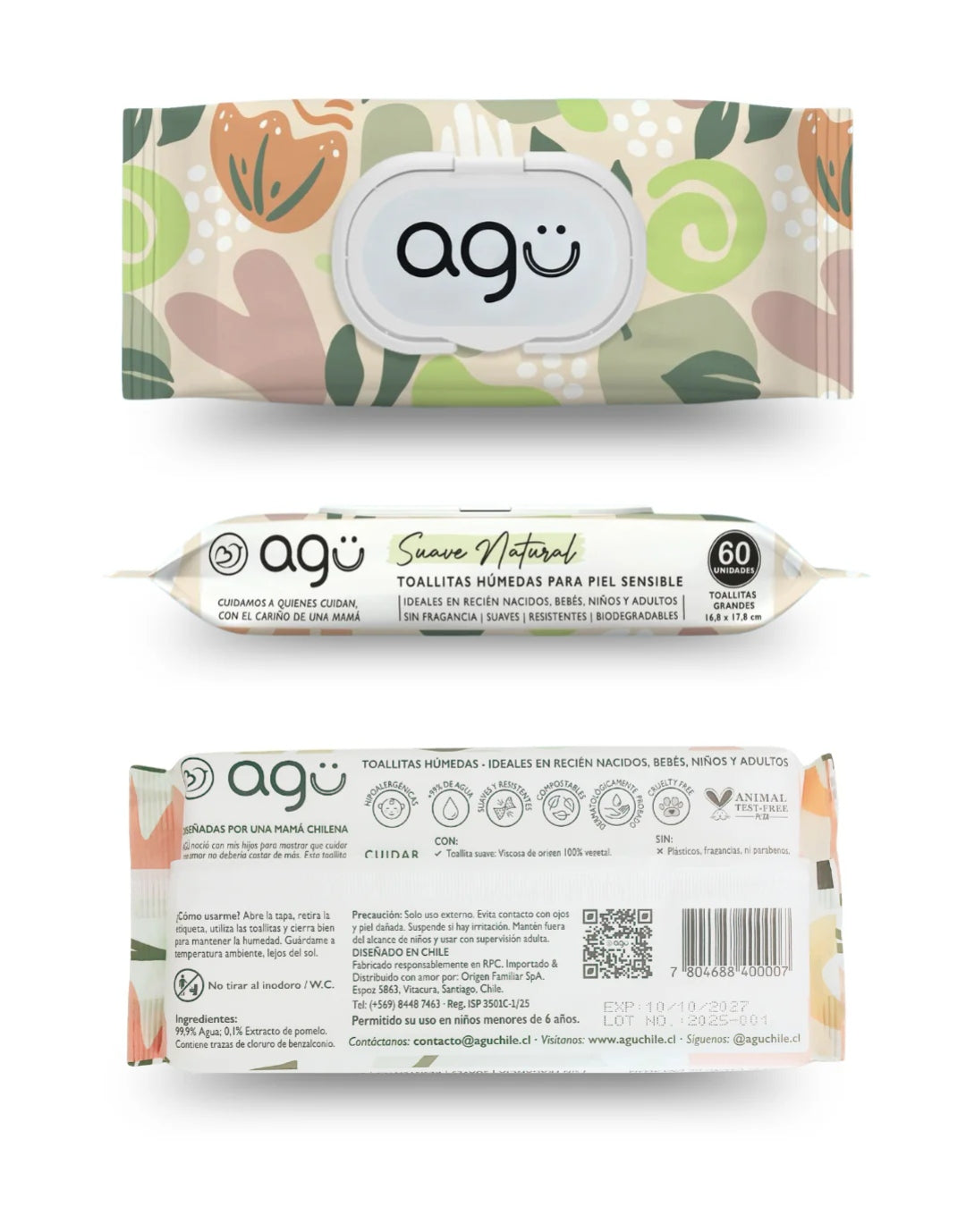 Toallitas Húmedas para Bebe o Pieles Sensibles Biodegradables