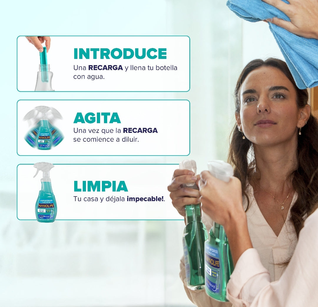Recarga de Limpia Vidrio Nanolife 750ml