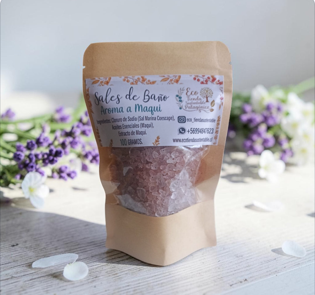 Sal para el Baño de Maqui, Eucalipto y Lavanda  100g
