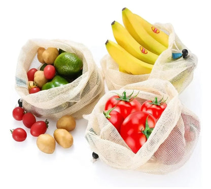 Set de Bolsas Reutilizables de Algodón 3un